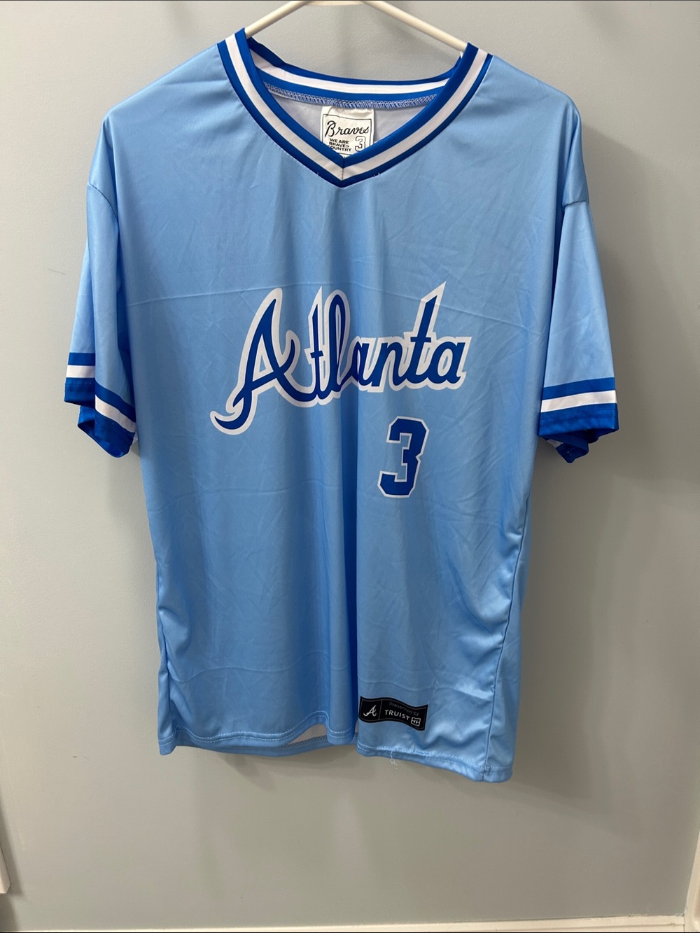 rave Light Blue Atlanta #3 Jersey with Navy Trim